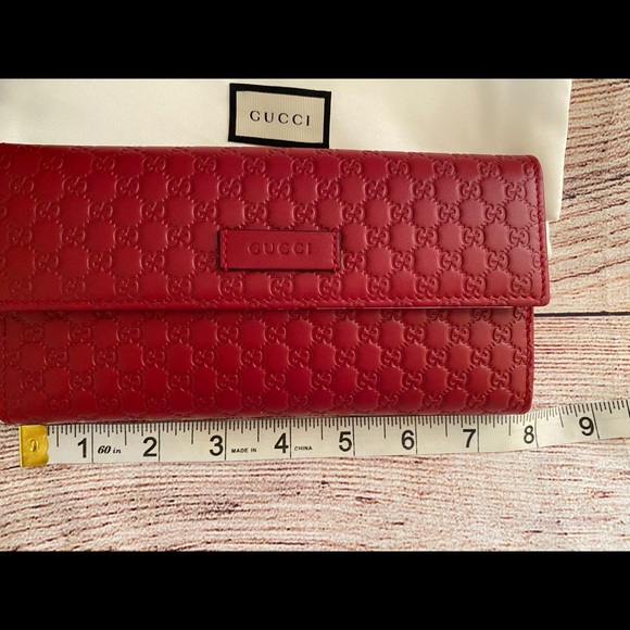 NIB Gucci red leather wallet guccisima - Picture 4 of 10